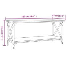 Vidaxl Klubska mizica siva sonoma 100x45x45cm inženirski les in železo