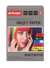 ActiveJet Profesionalni foto papir Activejet AP6-260GR200 za inkjet tiskalnike, A6, 200 listov, 260 g/m², sijajen zaključek