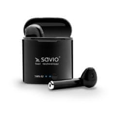 shumee Brezžične slušalke SAVIO TWS-02 (in-ear; brezžične, Bluetooth; z vgrajenim mikrofonom; črne