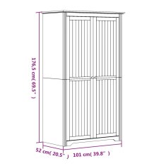 Vidaxl Garderobna omara BODO bela rjava 101x52x176,5 cm trdna borovina