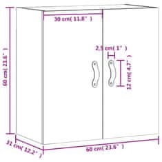 Vidaxl Stenska omarica bela 60x31x60 cm inženirski les