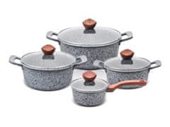 Promis Promis GRANITE 8 POT SET ~ 28, 24, 20, 16 cm + pokrov / rjavi ročaji