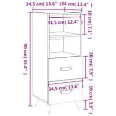 Vidaxl Komoda siva sonoma 34,5x34x90 cm inženirski les