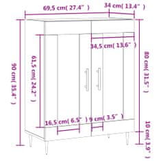 Vidaxl Komoda dimljeni hrast 69,5x34x90 cm inženirski les