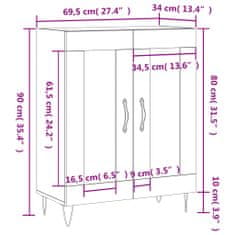 Vidaxl Komoda dimljeni hrast 69,5x34x90 cm inženirski les