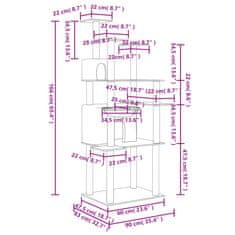 Vidaxl Mačje drevo s praskalniki iz sisala krem 166 cm