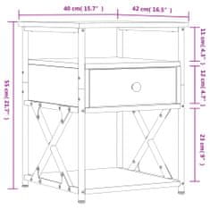 Vidaxl Nočna omarica 2 kosa dimljeni hrast 40x42x55 cm inženirski les