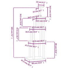 Vidaxl Mačje drevo s praskalniki iz sisala temno sivo 183 cm