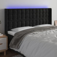 Vidaxl LED posteljno vzglavje črno 183x16x118/128 cm žamet