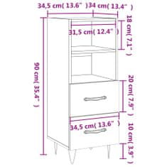 Vidaxl Komoda sonoma hrast 34,5x34x90 cm inženirski les