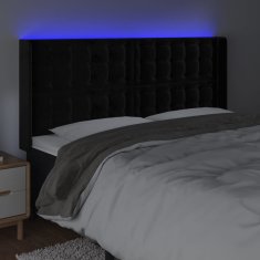 Vidaxl LED posteljno vzglavje črno 183x16x118/128 cm žamet