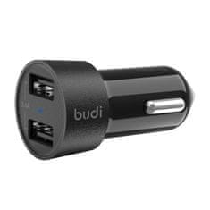 Budi LED avtomobilski polnilec Budi, 2x USB, 3,4A (črn)