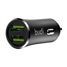 Budi avtomobilski polnilec, 2x usb, 2,4a + kabel 3v1 usb v usb-c / lightning / micro usb (črn)