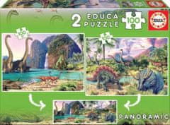 Puzzle Panorama Svet dinozavrov 2x100 kosov