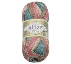 Alize Preja DIVA BATIK - 100g / 350 m - bež, roza, zelena