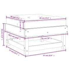 Vidaxl Vrtni stolček za noge z blazino trdna borovina