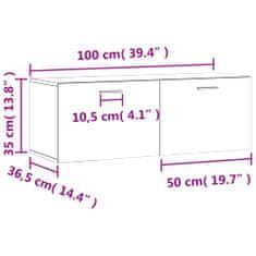 Vidaxl Stenska omarica visok sijaj bela 100x36,5x35 cm inženirski les