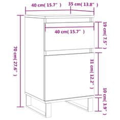 Vidaxl Komoda visok sijaj bela 40x35x70 cm inženirski les