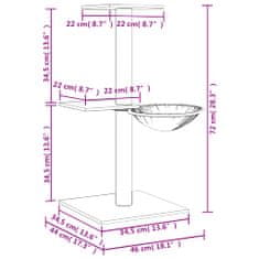 Vidaxl Mačje drevo s praskalniki iz sisala krem 72 cm