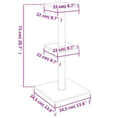 Vidaxl Mačje drevo s praskalniki iz sisala temno sivo 73 cm