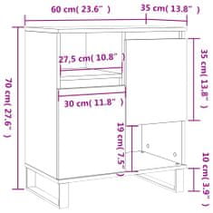 Vidaxl Komoda rjav hrast 60x35x70 cm inženirski les