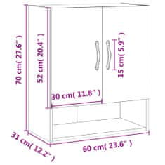 Vidaxl Stenska omarica siva sonoma 60x31x70 cm inženirski les