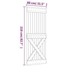 Vidaxl Drsna vrata s kompletom vodil 80x210 cm trdna borovina