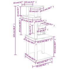 Vidaxl Mačje drevo s praskalniki iz sisala svetlo sivo 123 cm