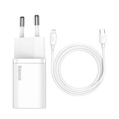 BASEUS Baseus Super Si hitri polnilec 1C 20W s kablom USB-C za Lightning 1m (bela)