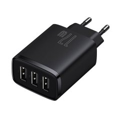 BASEUS Baseus kompaktni hitri polnilec, 3x USB, 17 W (črn)