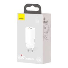 BASEUS Hitri potovalni polnilnik Baseus GaN2 Lite USB+C 65W EU (bel)