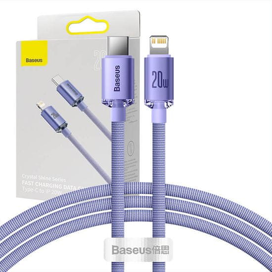 BASEUS Baseus Crystal Shine kabel USB-C na Lightning, 20 W, PD, 1,2 m (vijolična)