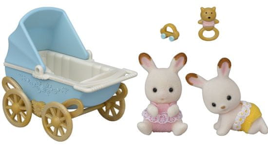 Sylvanian Families Čokoladna zajčka dvojčka z vozičkom