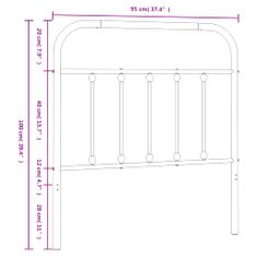 Vidaxl Kovinsko posteljno vzglavje črno 90 cm