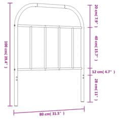 Vidaxl Kovinsko vzglavje belo 75 cm