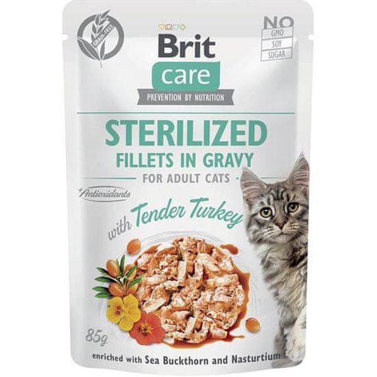 Brit Care Cat kapsule. Fillets Gravy Sterilizirano z nežnim puranom 85 g