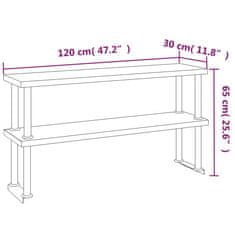 Vidaxl Kuhinjska delovna miza s polico 120x60x145 cm nerjaveče jeklo