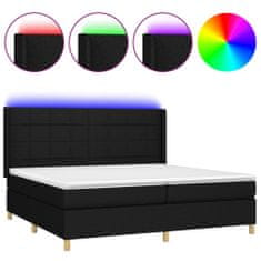 Vidaxl Box spring postelja z vzmetnico LED črna 200x200 cm blago