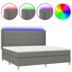 Vidaxl Box spring postelja z vzmetnico LED temno siva 200x200 cm blago