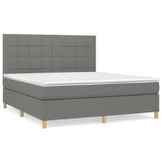 Vidaxl Box spring postelja z vzmetnico temno siva 160x200 cm blago