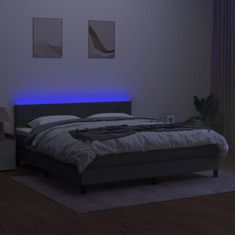 Vidaxl Box spring postelja z vzmetnico LED temno siva 180x200 cm blago