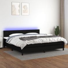 Vidaxl Box spring postelja z vzmetnico LED črna 200x200 cm blago