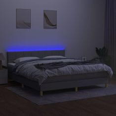 Vidaxl Box spring postelja z vzmetnico LED sv. siva 180x200 cm blago