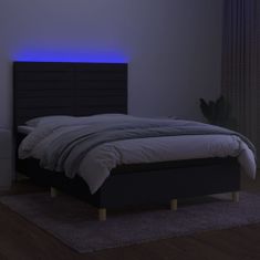 Vidaxl Box spring postelja z vzmetnico LED črna 140x190 cm blago