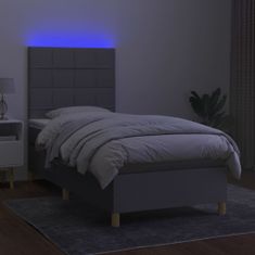 Vidaxl Box spring postelja z vzmetnico LED svetlo siva 80x200 cm blago