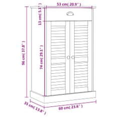 Vidaxl Omara za čevlje VIGO siva 60x35x96 cm trdna borovina