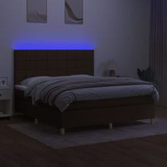 Vidaxl Box spring postelja z vzmetnico LED temno rjava 180x200cm blago