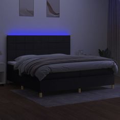 Vidaxl Box spring postelja z vzmetnico LED črna 200x200 cm blago