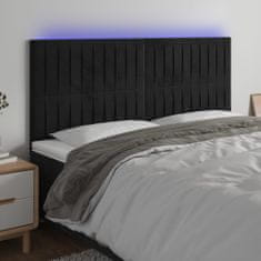 Vidaxl LED posteljno vzglavje črno 160x5x118/128 cm žamet