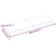 Vidaxl Stenska polica temno rjava 140x50x(2-6) cm trdna hrastovina